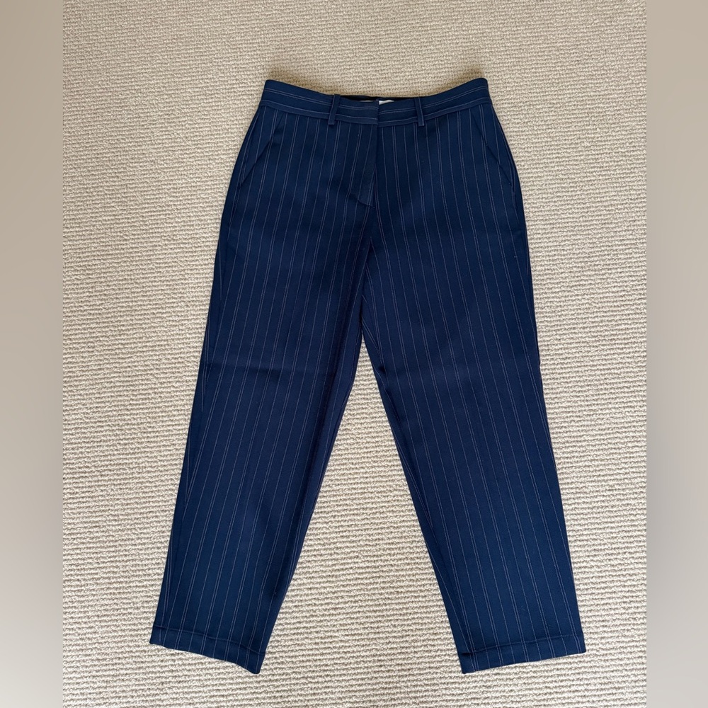 Sam Edelman Navy Pinstripe Straight-Leg Women's Pants - Picture 4 of 7